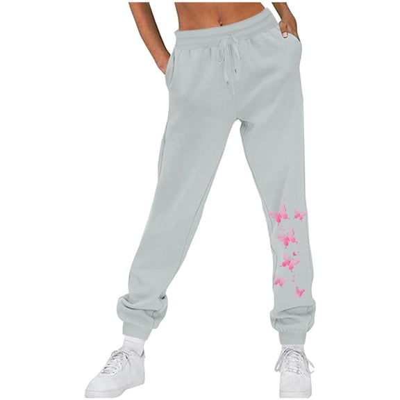 Makaor Joggers for Women with Pockets Solid Baggy Fleece Loose Sweatpants with Elastic Waist Gray XL
