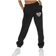 thumbnail image 1 of Makaor Joggers for Women with Pockets Solid Baggy Fleece Lounge Pants with Elastic Waist Black L, 1 of 4