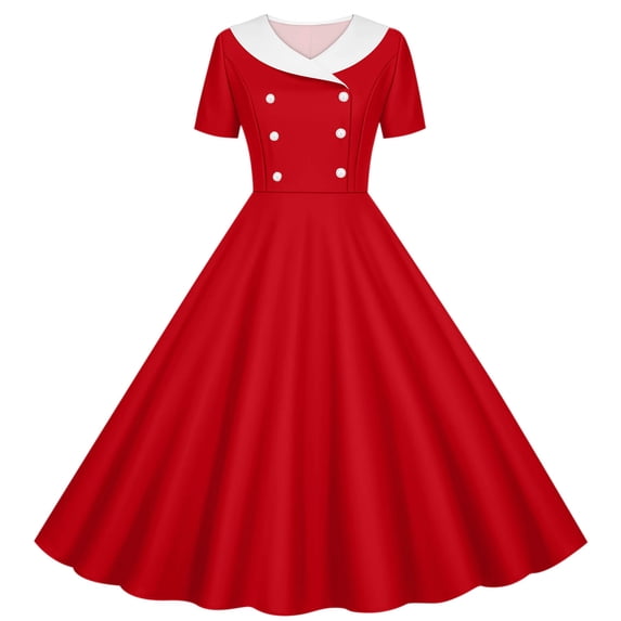 Makaor Kids Birthday Party Dress Girls Button Ruched A Line Dress Collared Short Sleeve Wedding Guest Dresses Empire Waist Midi Formal Dresses
