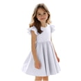 thumbnail image 1 of Makaor Kids Birthday Party Dress Girls Ruffle Ruched A Line Dress Cap Sleeve Formal Dresses Empire Waist Backless Wedding Guest Dresses, 1 of 8