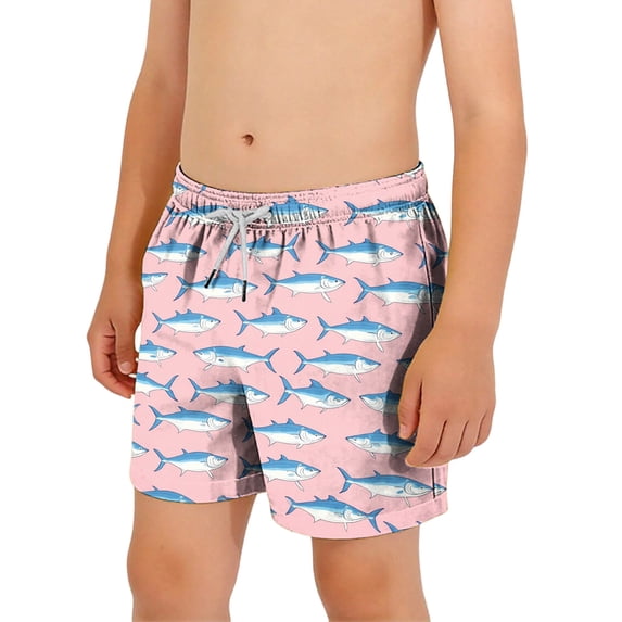 Makaor Kids Boys Girls Beach Shorts with Pockets Drawstring Mid Waist Straight Leg Short Elastic Waist Wave Baggy Hawaiian Beach Outfits Multicolor 15-16T