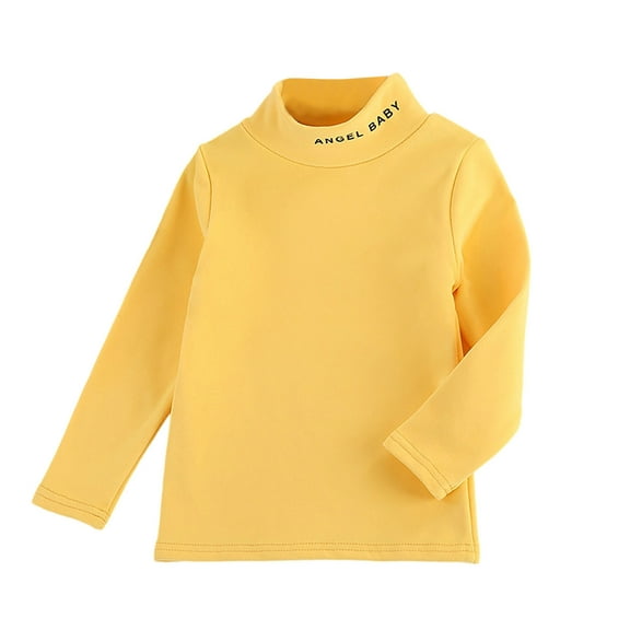 Makaor Kids Boys Girls Dressy Blouses Crew Neck Shirts Tops Solid Long Sleeve Pullover Tees Fleece Cotton Casual Vacation Clothes