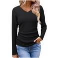 thumbnail image 1 of Makaor Lightweight Long Sleeve Tops for Women V Neck Shirts Solid Color Pullover Tees Casual Outfits Clothes, 1 of 5