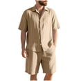 thumbnail image 1 of Makaor Linen Sets for Men 2 Piece Summer Graphic Loose Lounge Set Big and Tall Linen Matching Sets Beach Travel Outfits Short Sleeve Button down Shirts Drawstring Shorts Trendy Vacation Clothes, 1 of 8