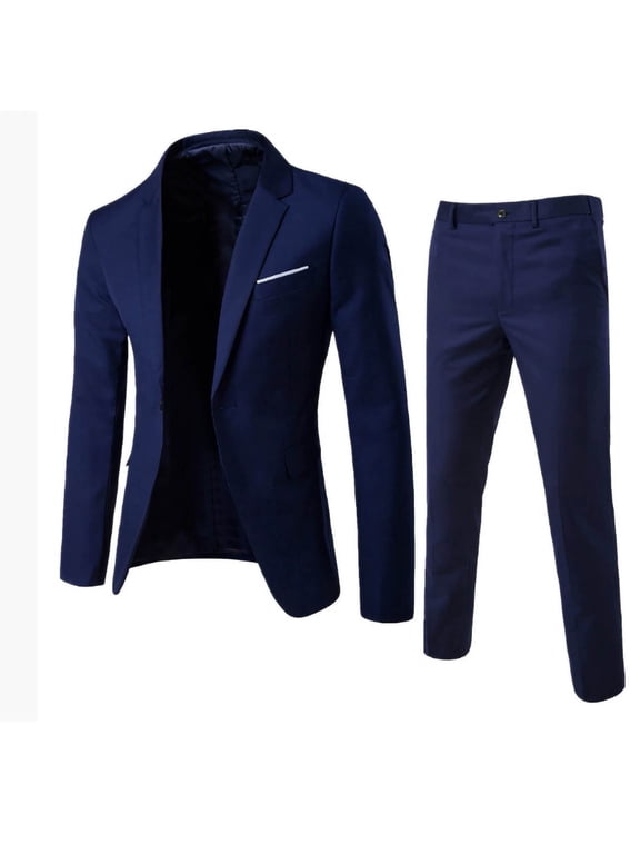 Mens 2 Piece Outfits Business Casual Big and Tall Solid Color Matching Sets Vacation Outfits Jackets Long Pants Casual Travel Clothes