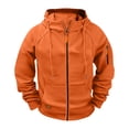 thumbnail image 1 of Makaor Mens Cargo Jackets with Pockets Fleece Pockets Hooded Coat Solid Big and Tall Zipper Outerwear Clothes, 1 of 5