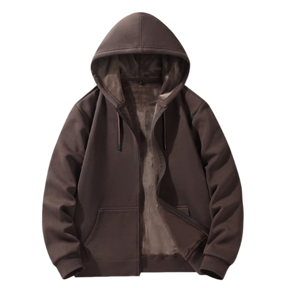Makaor Mens Hoodie Jacket Big and Tall Full Zip Sweatshirt Solid Long Sleeve Coat Fleece Drawstring Casual Warm Clothes