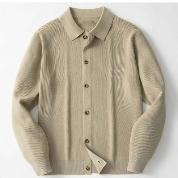 Makaor Mens Lightweight Knit Jacket Collared Coat Solid Big and Tall Button Long Sleeve Outerwear Winter Warm Clothes