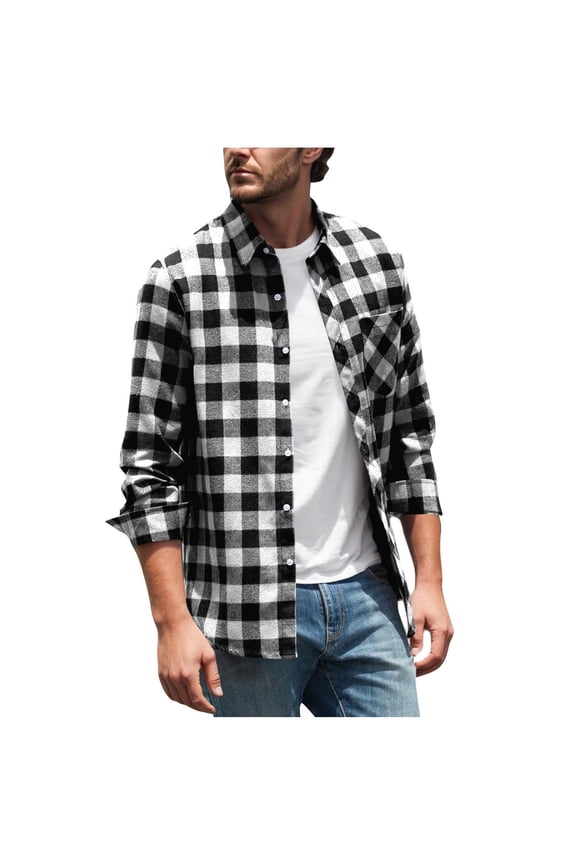 Mens Shacket Jackets Pockets Collared Coat Plaid Big and Tall Button Long Sleeve Outerwear Fall Winter Clothes
