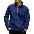 thumbnail image 1 of Makaor Mens Sweatshirts No Hood Big and Tall Half Zip Pullover with Pockets Solid Long Sleeve Tops Casual Warm Clothes, 1 of 7
