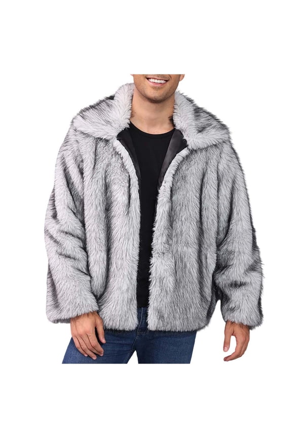 Mens Winter Fleece Coats Collared Jacket Solid Big and Tall Long Sleeve Outerwear Soft Winter Warm Tops Clothes