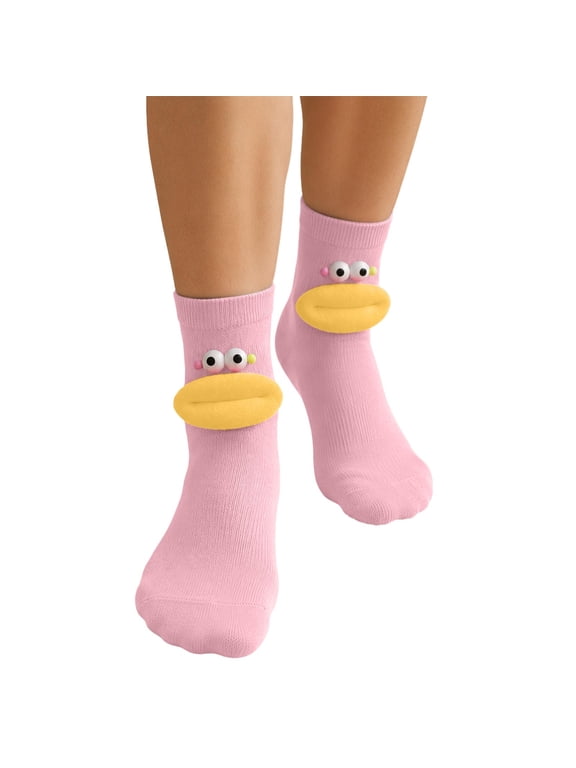 Mid Calf Socks for Women Big Mouth Braids Quirky Cute Cotton Soft Breathable Socks for Daily Party Wear