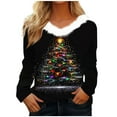 thumbnail image 1 of Makaor Plus Size Casual Tops Plus Size V Neck Shirts Christmas Tree Graphic Long Sleeve Pullover Tees Cute Fall Winter Clothes, 1 of 5