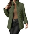 thumbnail image 1 of Makaor Puffer Jacket for Women Pockets Mock Neck Coat Solid Zipper Long Sleeve Outerwear Quilted Cotton Warm Clothes, 1 of 8