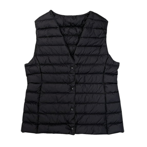 Makaor Puffer Vest Women Jacket Solid Color Plus Size Zip up Sleeveless Coat lightweight Quilted Down Puffy Warm Outwear