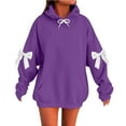 thumbnail image 1 of Makaor Pullover Hoodies for Women Plus Size Tunic Sweatshirt Long Sleeve Tops Solid with Bow Oversized Clothes, 1 of 2