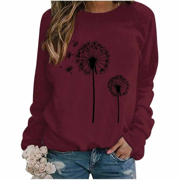 Makaor Pullover Sweatshirts for Women Lightweight Crew Neck Tops Graphic Long Sleeve Tees Cute Fall Winter Clothes