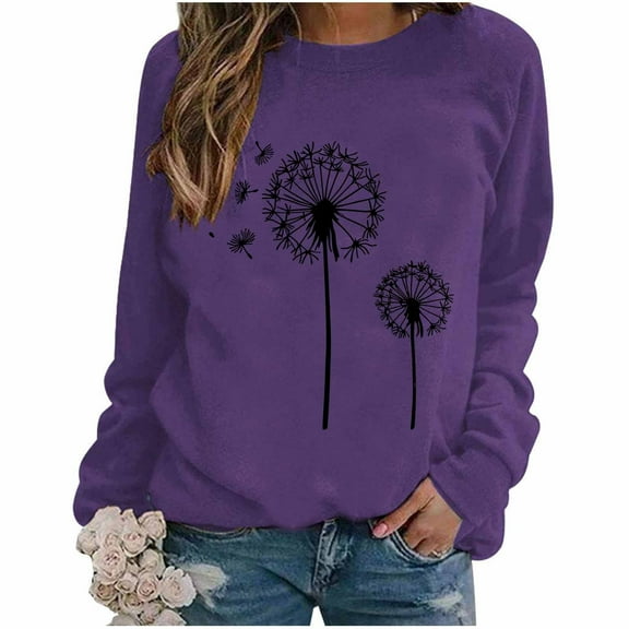 Makaor Pullover Sweatshirts for Women Lightweight Crew Neck Tops Graphic Long Sleeve Tees Cute Fall Winter Clothes