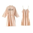 thumbnail image 1 of Makaor Summer Robes for Women Lace Short Length Lightweight Solid Long Sleeve 2 Piece Pajamas 2XL Beige, 1 of 2