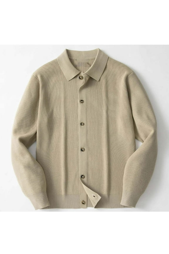 Sweater Jackets for Men Collared Coat Solid Big and Tall Button Long Sleeve Outerwear Winter Warm Tops Clothes