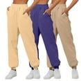 thumbnail image 1 of Makaor Sweatpants Baggy for Women with Pockets 3 Pack Solid Athletic Joggers with Elastic Waist Wine M-L, 1 of 7