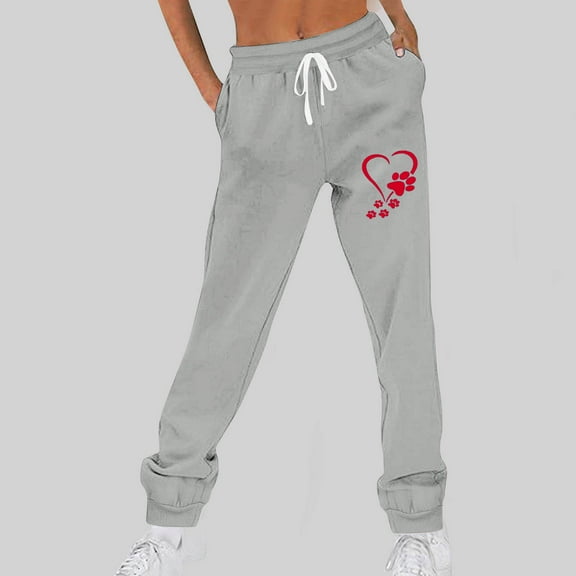 Makaor Sweatpants Baggy for Women with Pockets Lounge Joggers with Elastic Waist Gray M