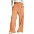 thumbnail image 1 of Makaor Sweatpants for Women with Pockets Wide Leg Solid Baggy Drawstring Loose Trousers with Elastic Waist Orange L, 1 of 8