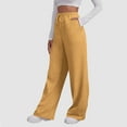 thumbnail image 1 of Makaor Sweatpants for Women with Pockets Wide Leg Solid Baggy Loose Trousers with Elastic Waist Yellow L, 1 of 6