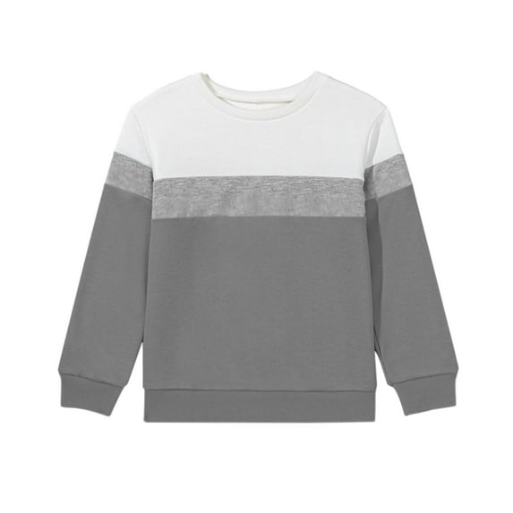 Makaor Sweatshirt Boys Girls Crew Neck Pullover Color Block Long Sleeve Coats Shirts Fleece Cute Fall Winter Clothes