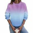 thumbnail image 1 of Makaor Sweatshirt Women Crew Neck Tops Fleece Long Sleeve Pullover Gradient Casual Fall Clothes Purple M, 1 of 5