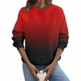 thumbnail image 1 of Makaor Sweatshirt Women Crew Neck Tops Fleece Long Sleeve Pullover Gradient Casual Fall Clothes Red S, 1 of 5