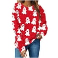 thumbnail image 1 of Makaor Sweatshirt Women Halloween Crew Neck Tops Fleece Long Sleeve Pullover Casual Fall Clothes Red S, 1 of 4