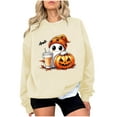 thumbnail image 1 of Makaor Sweatshirt Women Halloween Crew Neck Tops Fleece Long Sleeve Pullover Graphic Casual Fall Clothes Beige 2XL, 1 of 4