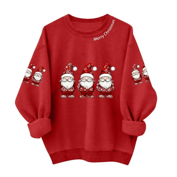 Makaor Sweatshirt for Women Long Sleeve Christmas Crew Neck Tops Graphic Pullover Tees Fleece Cute Outfits Clothes