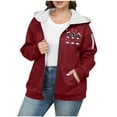 thumbnail image 1 of Makaor Sweatshirts Jacket for Women Christmas Fleece Hooded Coat Solid Plus Size Zipper Long Sleeve Outerwear Clothes, 1 of 5