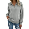 thumbnail image 1 of Makaor Sweatshirts Women Zip up Collared Tops Fleece Long Sleeve Pullover Solid Casual Fall Clothes Gray M, 1 of 8