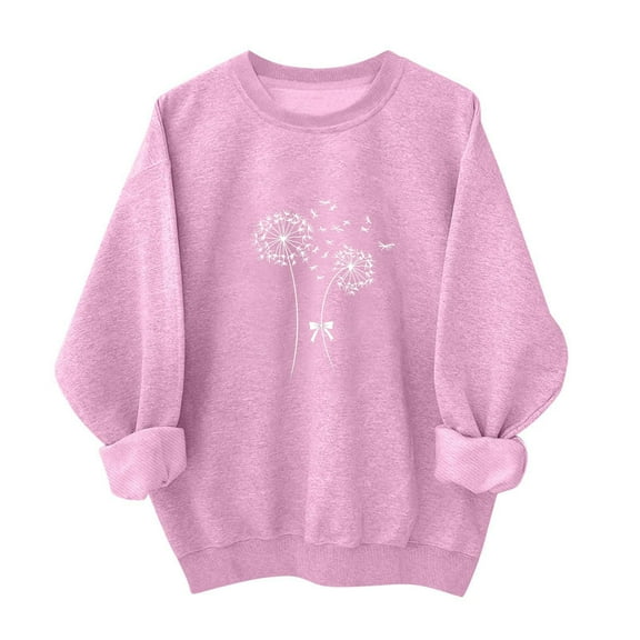 Makaor Sweatshirts for Women Breast Cancer Awareness Crew Neck Tops Fleece Long Sleeve Pullover Graphic Clothes