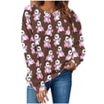 thumbnail image 1 of Makaor Sweatshirts for Women Halloween Crew Neck Tops Fleece Long Sleeve Pullover Casual Fall Clothes Brown 2XL, 1 of 4