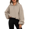 thumbnail image 1 of Makaor Sweatshirts for Women Zipper Front Zip Mock Neck Tops Fleece Long Sleeve Pullover Solid Casual Fall Clothes, 1 of 6