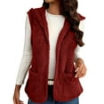 thumbnail image 1 of Makaor Vest for Women Fleece Hooded Jacket Solid Color Zipper Sleeveless Coat Soft Fall Winter Outerwear with Pockets, 1 of 8