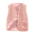 thumbnail image 1 of Makaor Vest for Women Fleece Jacket Solid Color Button Sleeveless Coat Soft Fall Winter Outerwear with Pockets Pink M, 1 of 7