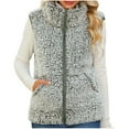 thumbnail image 1 of Makaor Vest for Women Fleece Mock Neck Jacket Solid Color Zipper Sleeveless Coat Soft Fall Winter Outerwear with Pockets, 1 of 8
