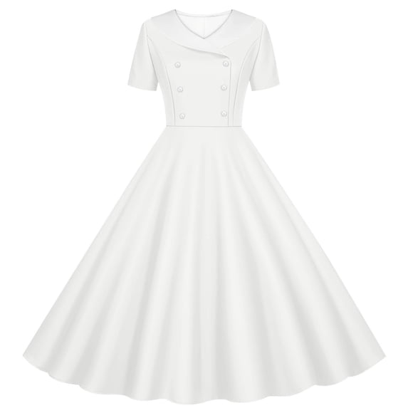 Makaor Wedding Guest Dresses for Girls Button Ruched A Line Dress Collared Short Sleeve Formal Dresses Empire Waist Midi Birthday Party Dresses