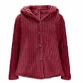 thumbnail image 1 of Makaor Winter Fleece Coats for Women Hooded Jacket Solid Button Long Sleeve Outerwear Soft Winter Warm Tops Clothes, 1 of 8