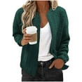 thumbnail image 1 of Makaor Women Baseball Jacket Coat Solid Color Zip up Long Sleeve Outerwear Fall Winter Tops Clothes with Pockets Purple, 1 of 4