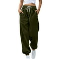 thumbnail image 1 of Makaor Women Sweatpants with Elastic Waist with Pockets Solid Baggy Fleece Athletic Joggers Army Green M, 1 of 6