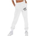 thumbnail image 1 of Makaor Women Sweatpants with Elastic Waist with Pockets Solid Baggy Fleece Loose Trousers White L, 1 of 4