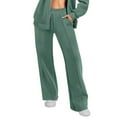 thumbnail image 1 of Makaor Women's Plus Baggy Sweatpants with Pockets Wide Leg Solid Fleece Athletic Pants with Elastic Waist Green M, 1 of 6