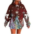 thumbnail image 1 of Makaor Womens Hoodies Pullover Christmas Plus Size Tunic Sweatshirt Long Sleeve Tops Graphic with Bow Oversized Clothes, 1 of 5