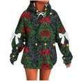 thumbnail image 1 of Makaor Womens Hoodies Pullover Christmas Plus Size Tunic Sweatshirt Long Sleeve Tops Graphic with Bow Oversized Clothes, 1 of 5